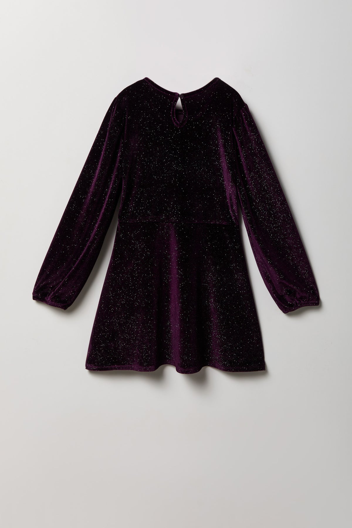 Alt View 2. Girls Sparkly Velour Skater Dress - Purple