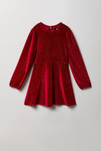 Robe à jupe virevoltante en velours scintillant pour fille