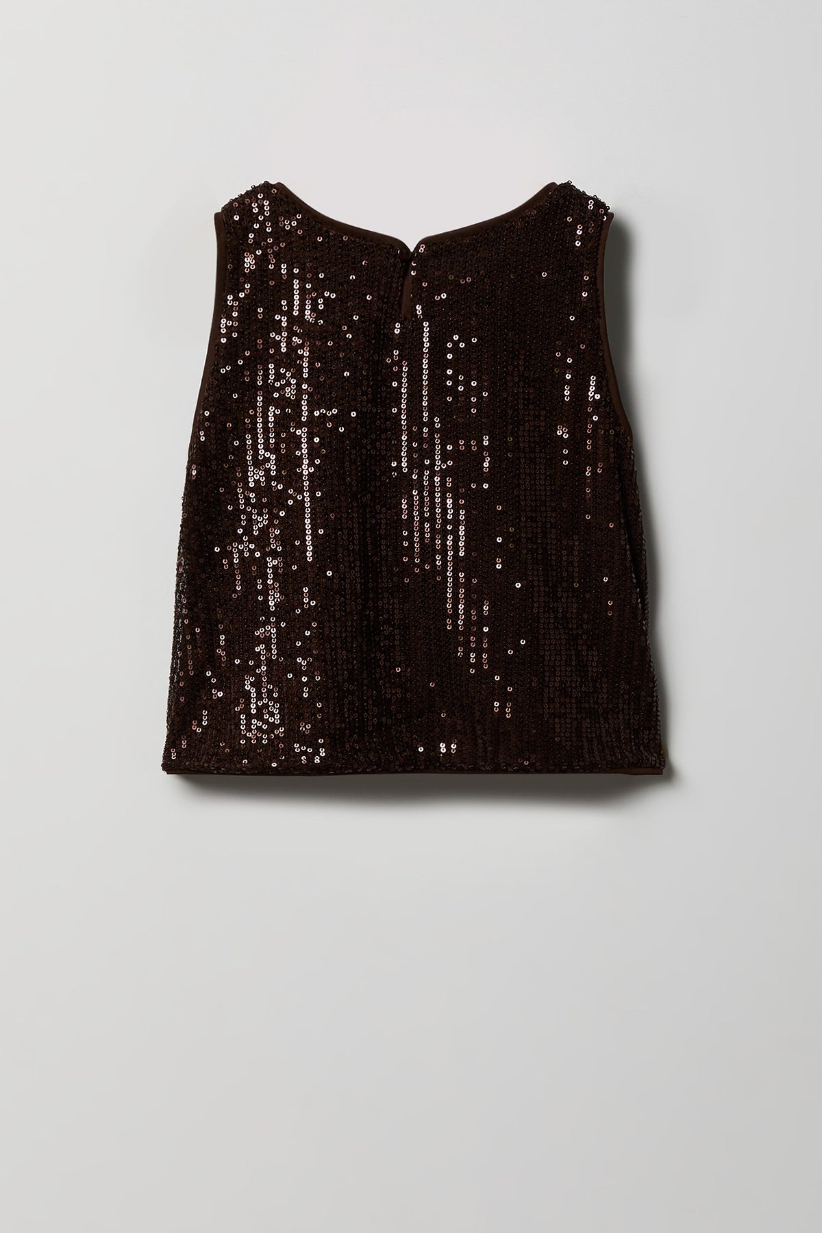 Alt View 2. Girls Sequin Tank - Dark Brown