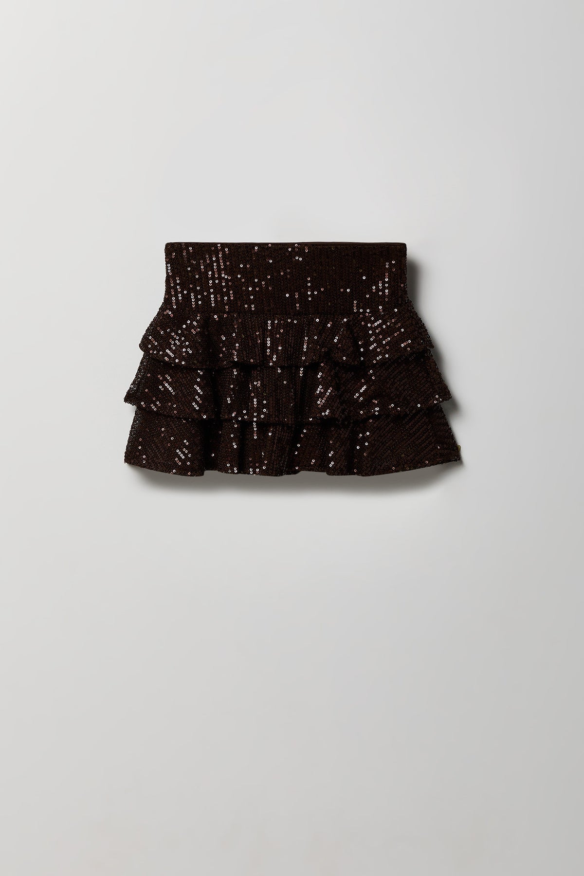 Alt View 2. Girls Sequin Tiered Skirt - Dark Brown