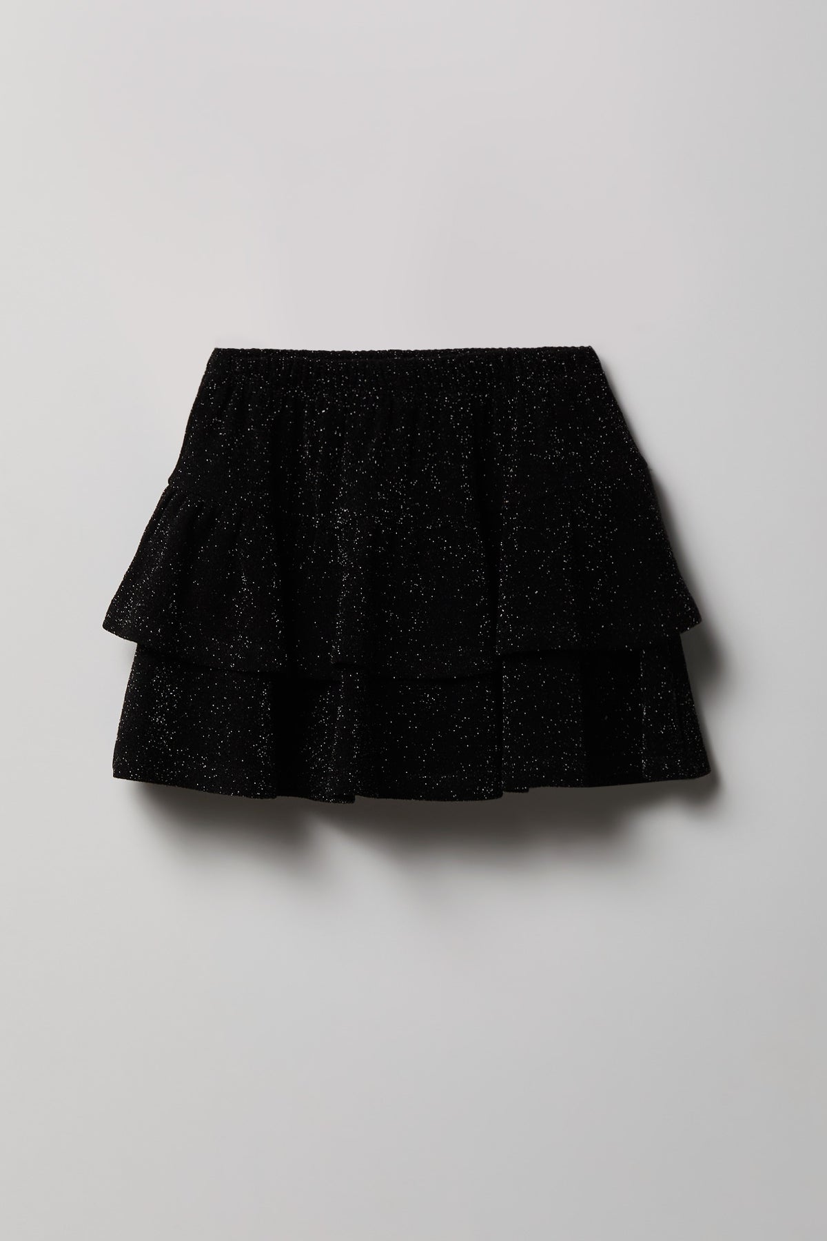 Alt View 2. Girls Glitter Tiered Skort - Black
