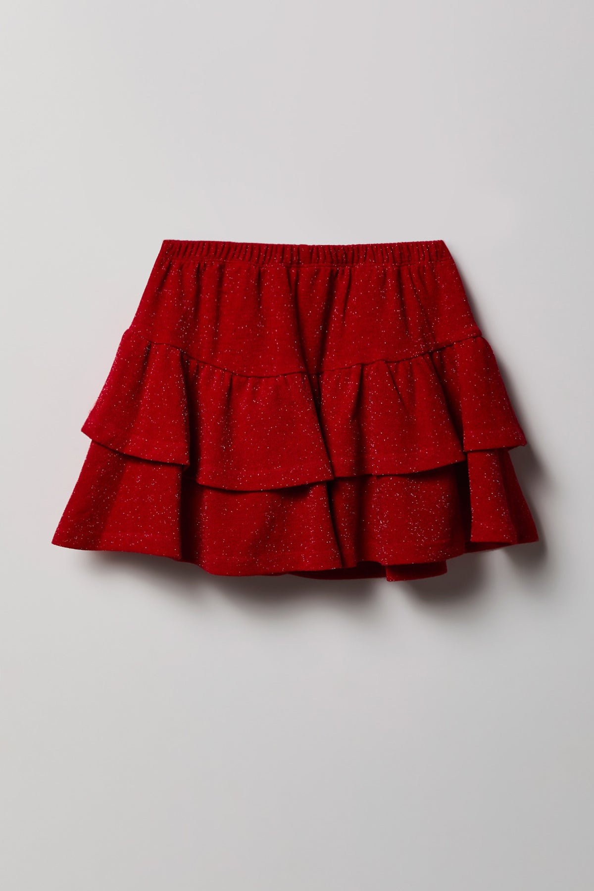 Alt View 2. Girls Glitter Tiered Skort - Red