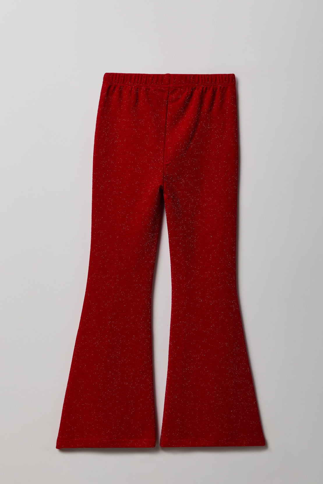 Alt View 2. Girls Glitter Flare Pant - Red