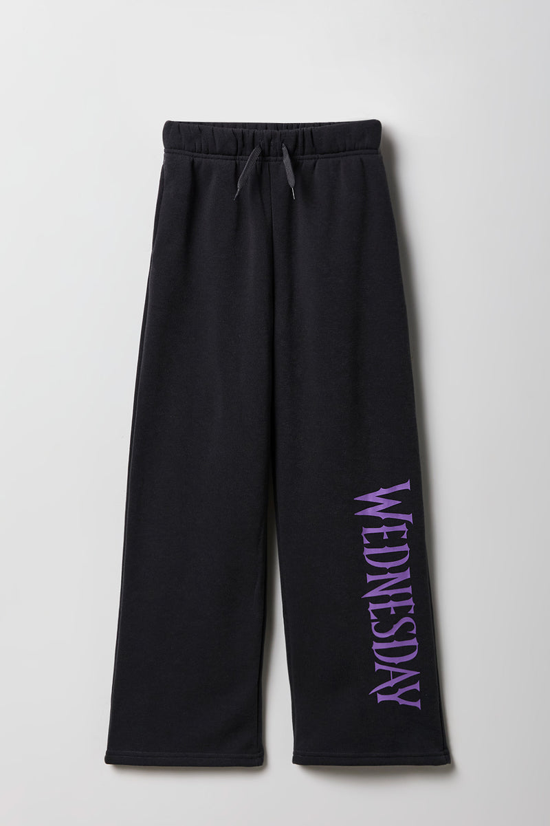 Girls Wednesday Graphic Fleece Wide Leg Sweatpant