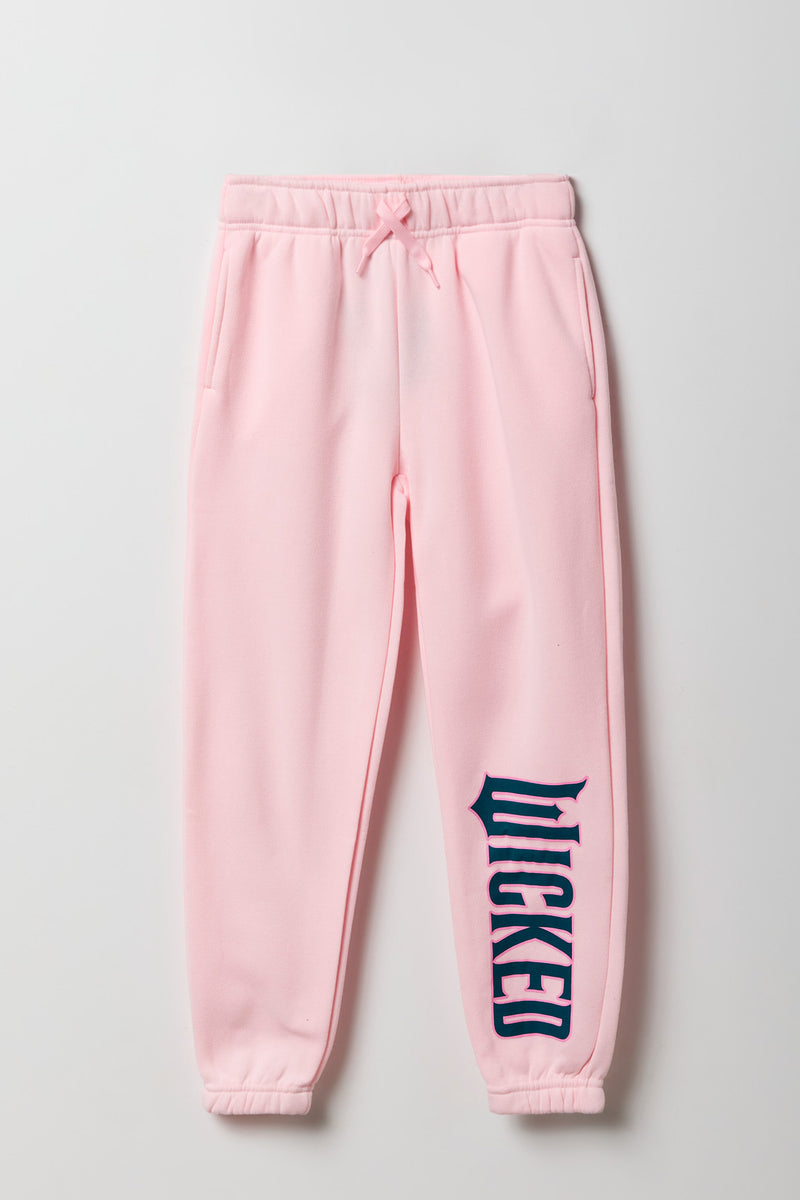 Jogger en molleton rose à imprimé Wicked pour fille