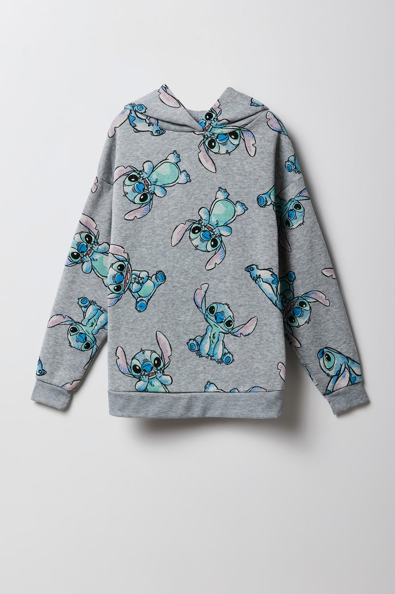Haut à capuchon en molleton avec imprimé Stitch pour fille