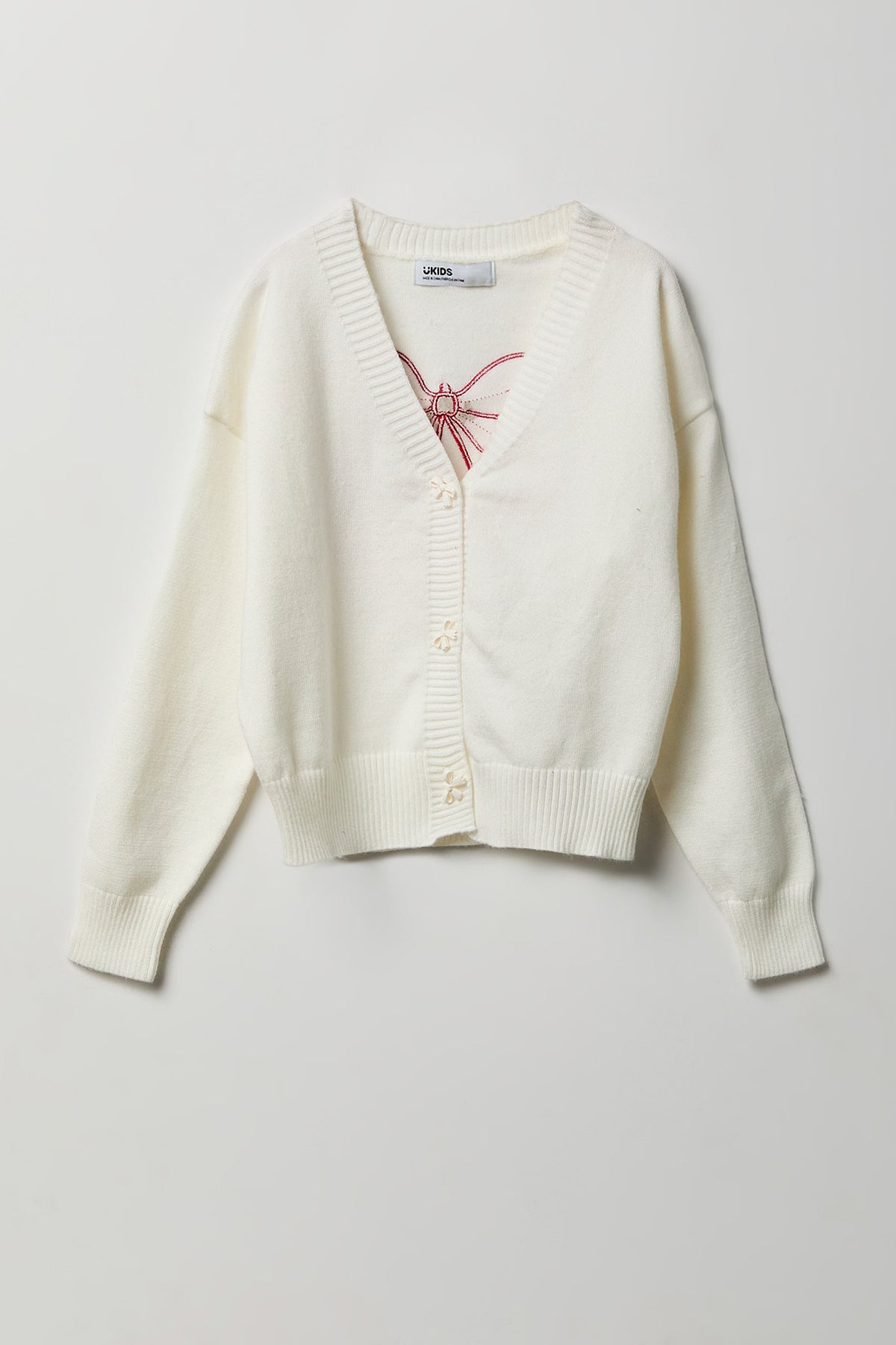 Vue alternative 2. Cardigan avec motif brodé Cerise pour fille