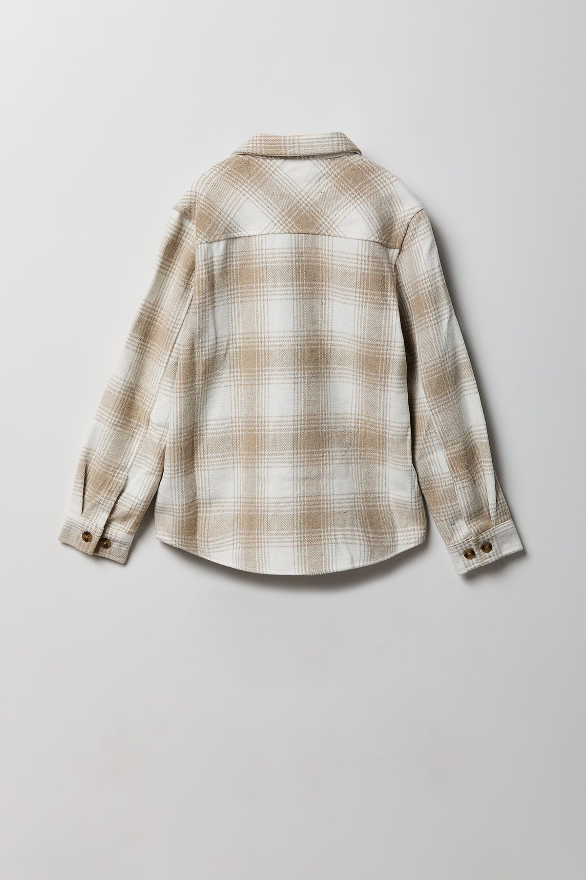 Alt View 2. Boys Buttoned Up Plaid Top - Natural