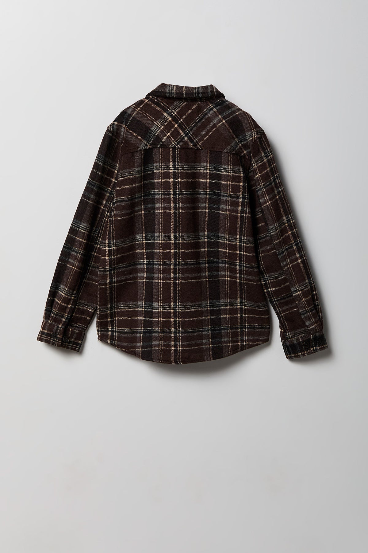 Alt View 2. Boys Buttoned Up Plaid Top - Brown