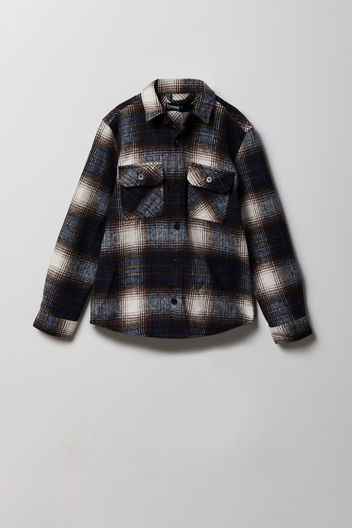 Boys Buttoned Up Plaid Top - Blue