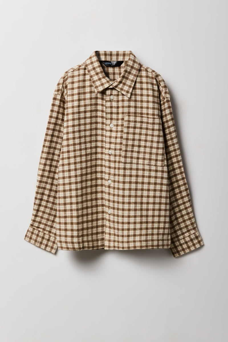 Boys Boxy Flannel Button-Up Top