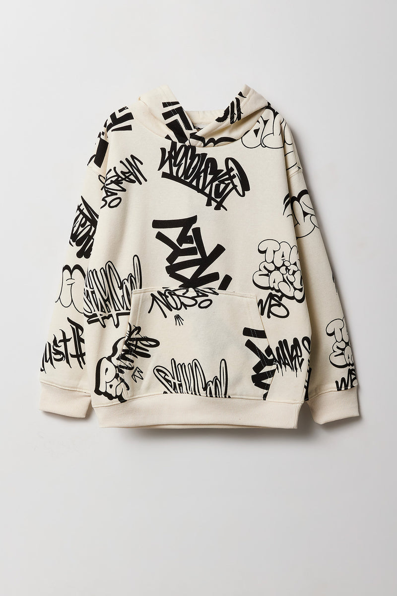 Kids Graffiti Print Fleece Hoodie