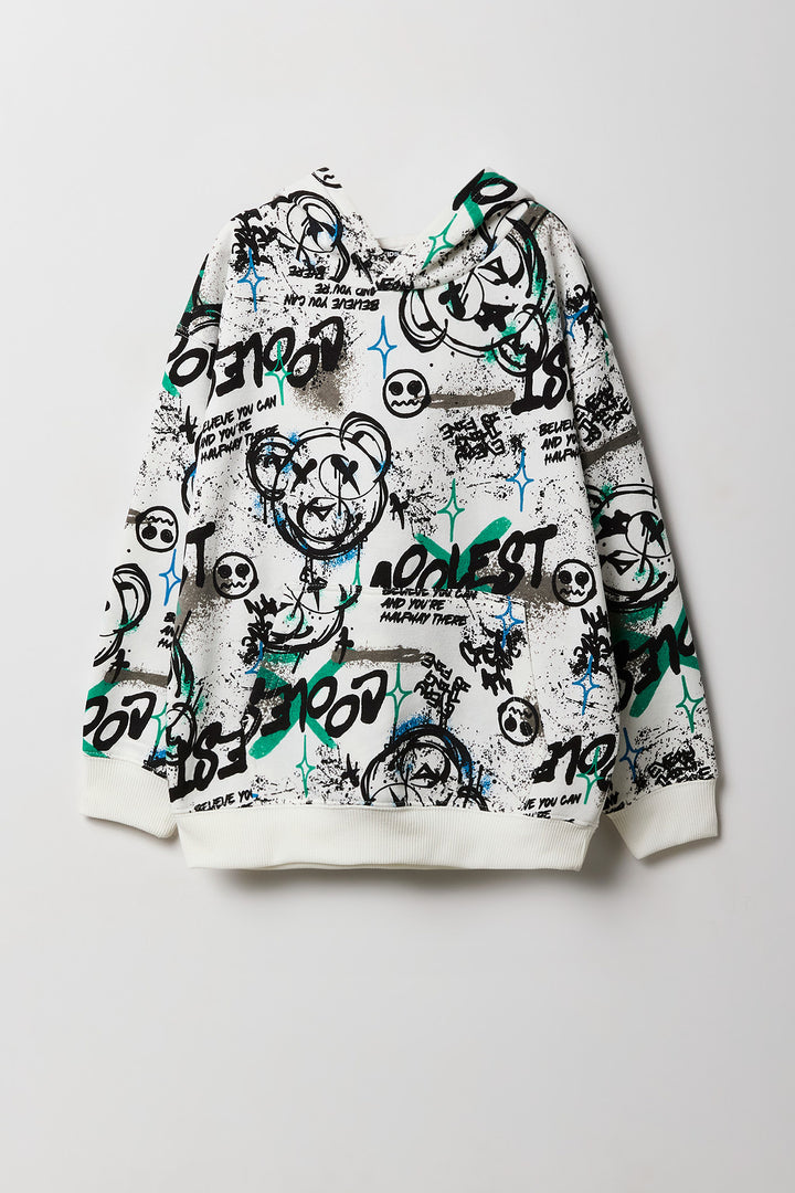 Kids Graffiti Print Fleece Hoodie