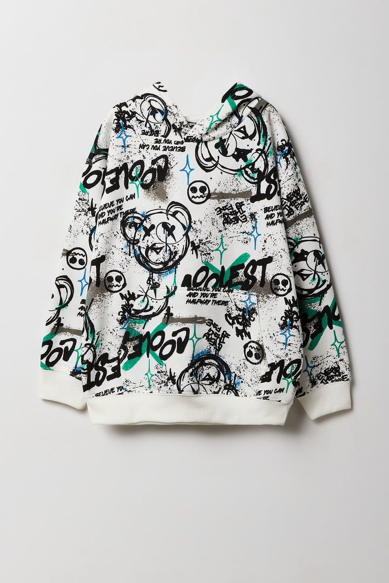 Kids Graffiti Print Fleece Hoodie