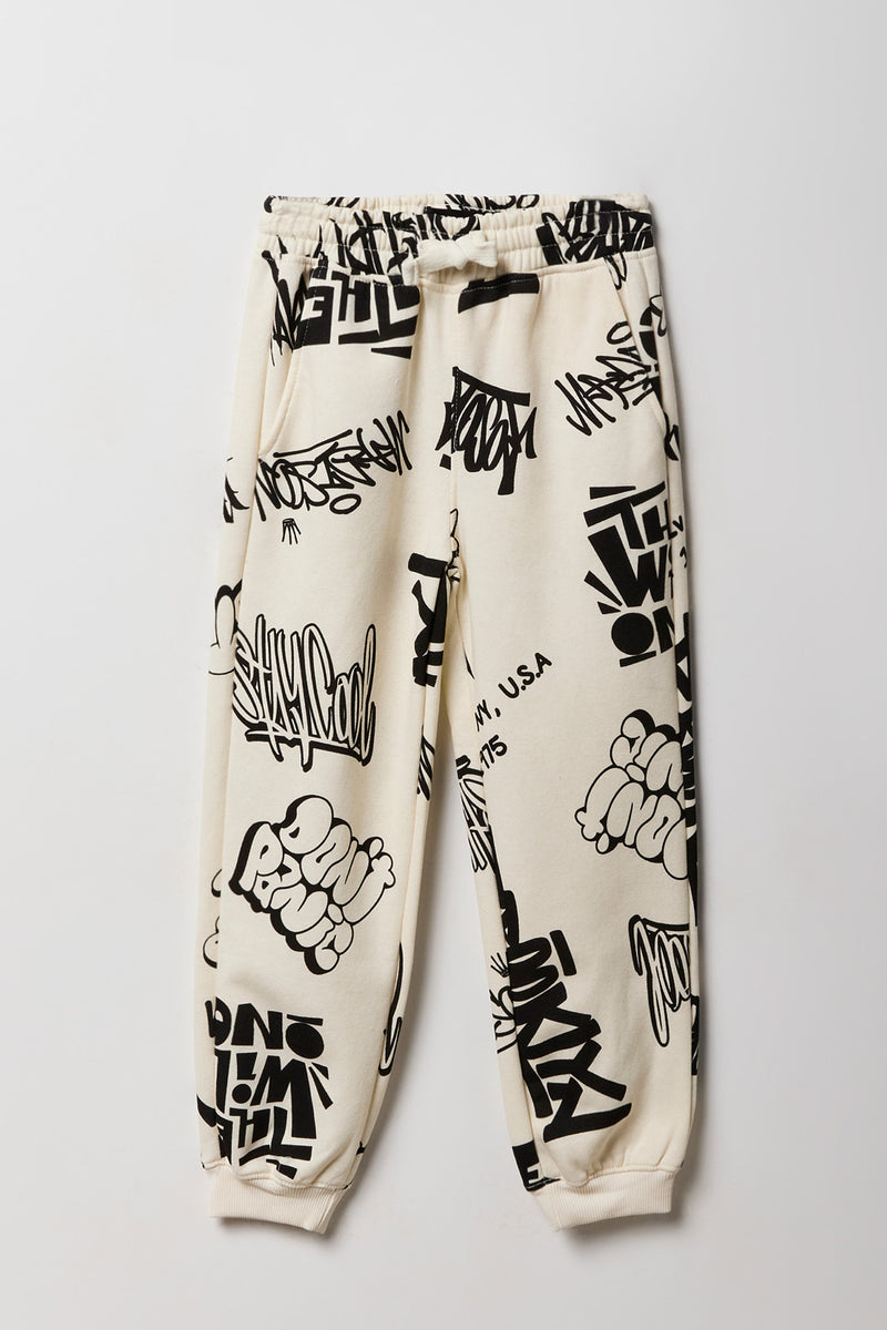 Kids Graffiti Print Fleece Jogger