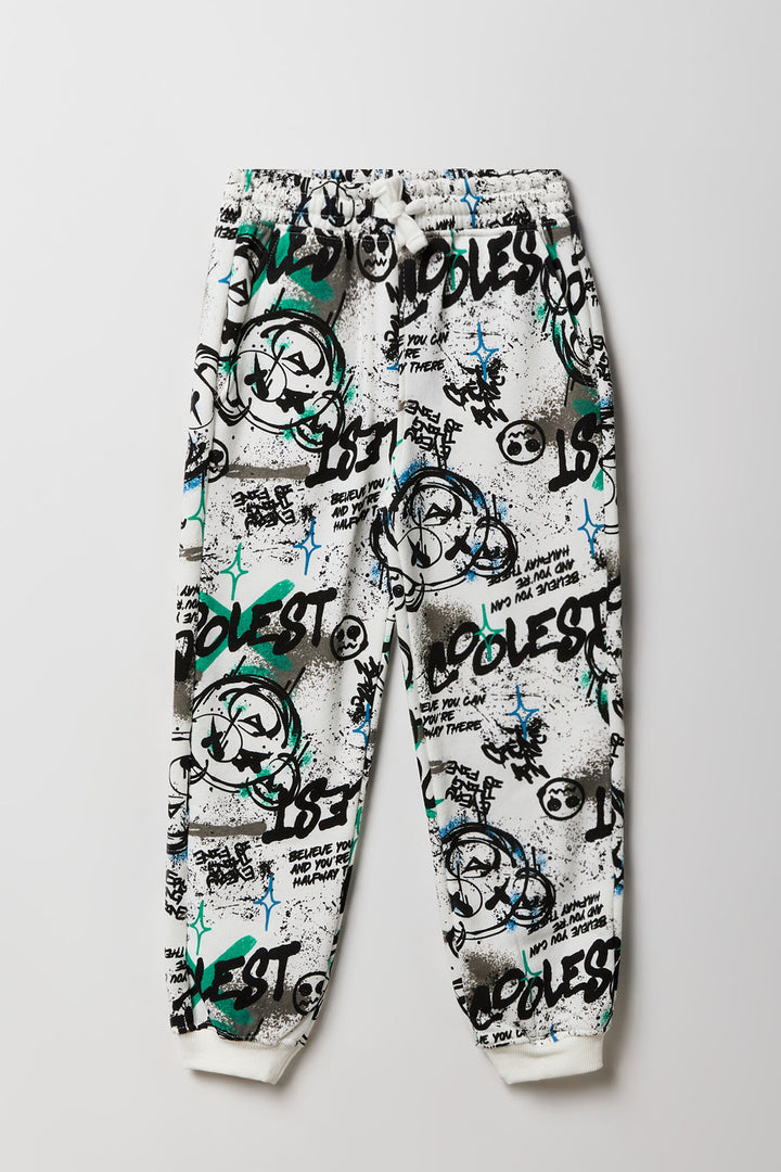 Kids Graffiti Print Fleece Jogger
