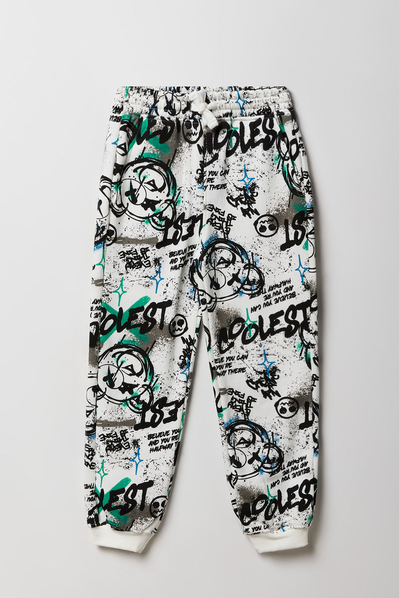 Kids Graffiti Print Fleece Jogger