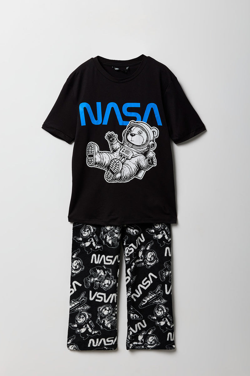 Ensemble pyjama avec t-shirt à imprimé NASA et pantalon en peluche pour enfant