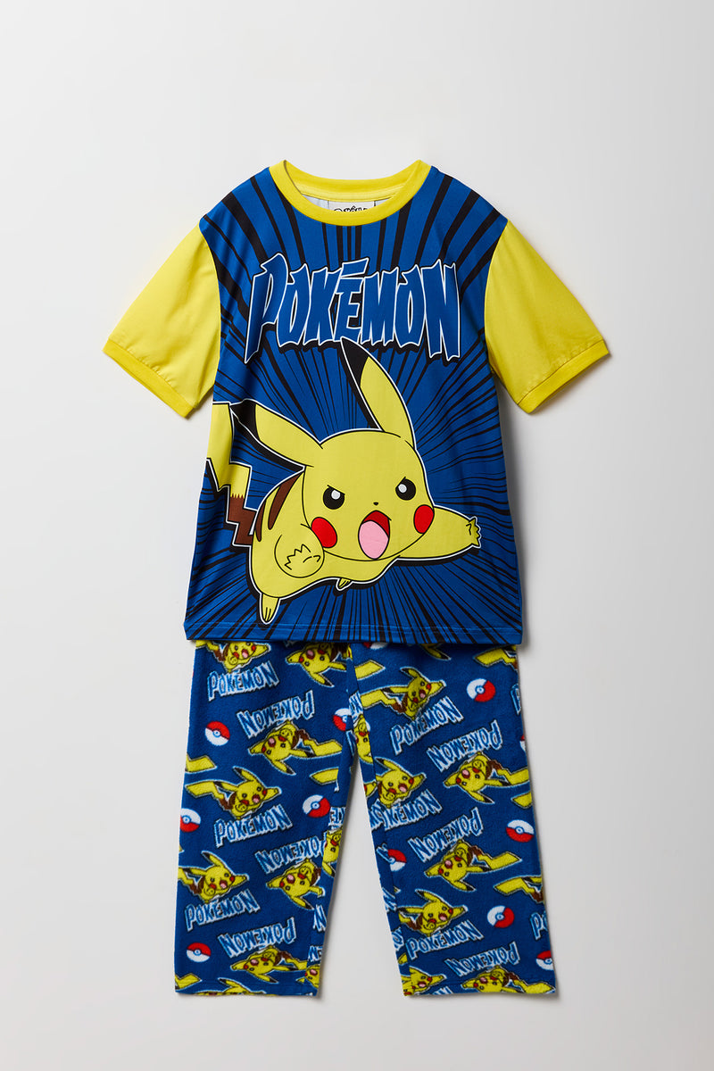 Ensemble pantalon de pyjama pelucheux et t-shirt à imprimé Pokémon pour enfants