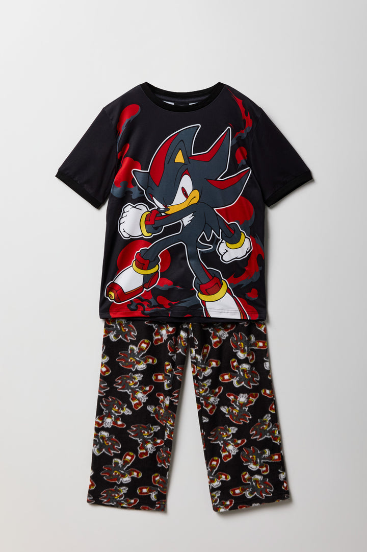 Ensemble pantalon de pyjama pelucheux et t-shirt à imprimé Sonic Graphic pour enfants