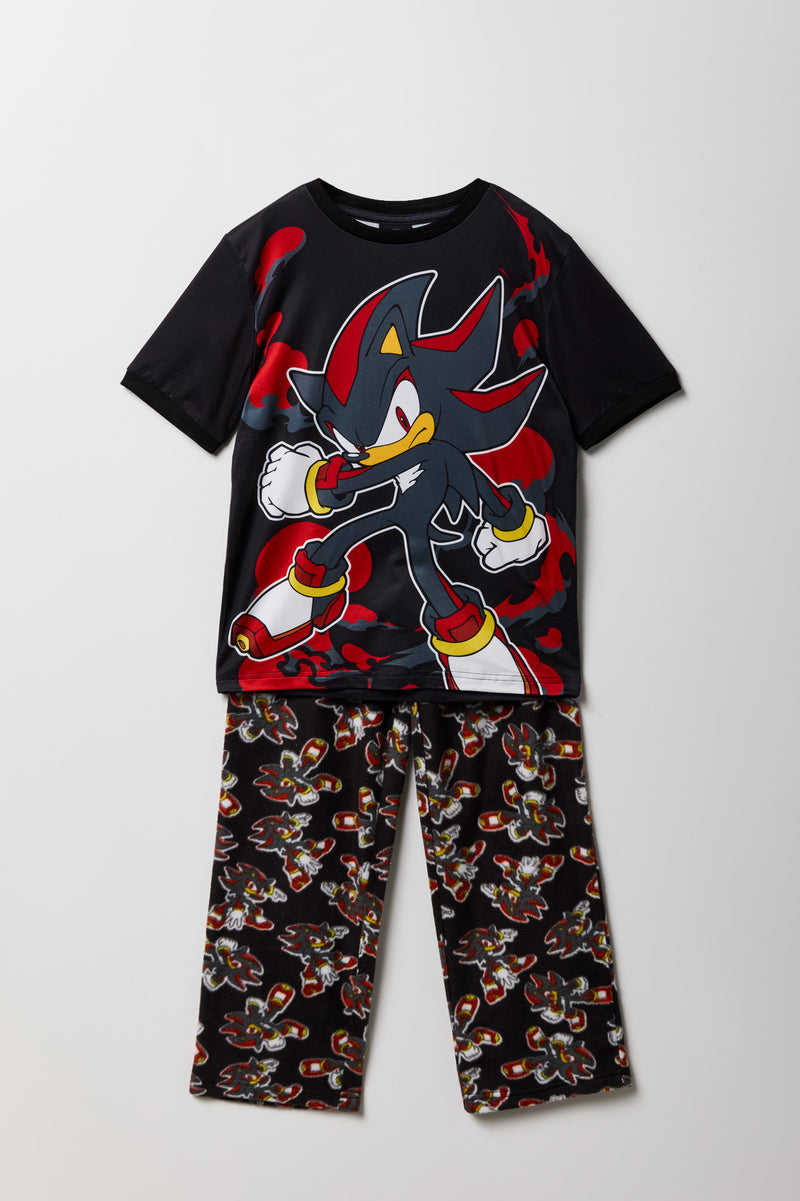 Ensemble pantalon de pyjama pelucheux et t-shirt à imprimé Sonic Graphic pour enfants