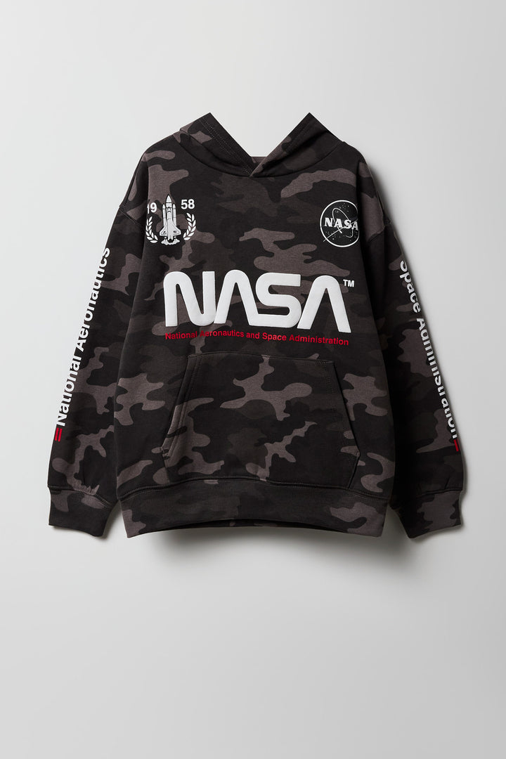 Haut à capuchon avec imprimé NASA et motif camouflage pour enfant