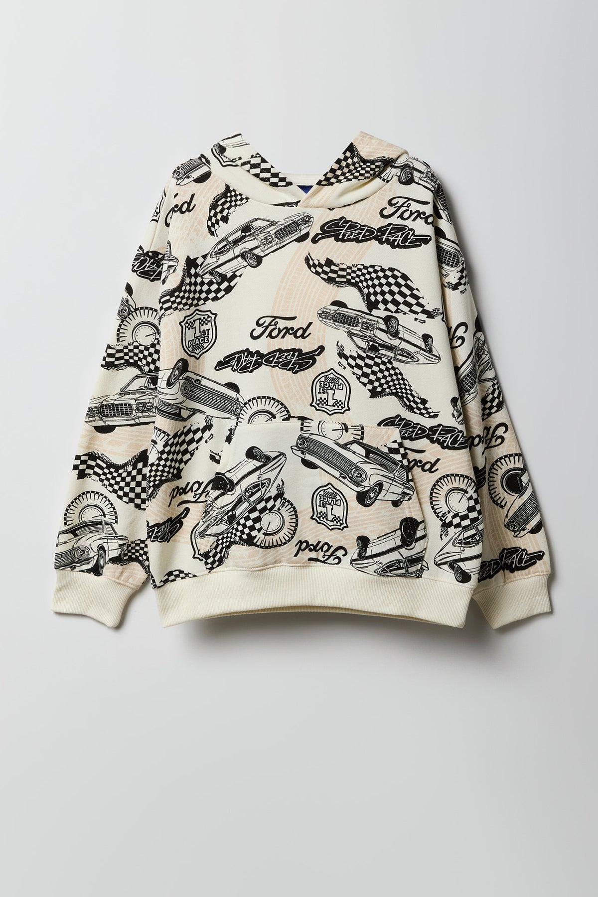 Kids Ford Print Fleece Hoodie - Off White
