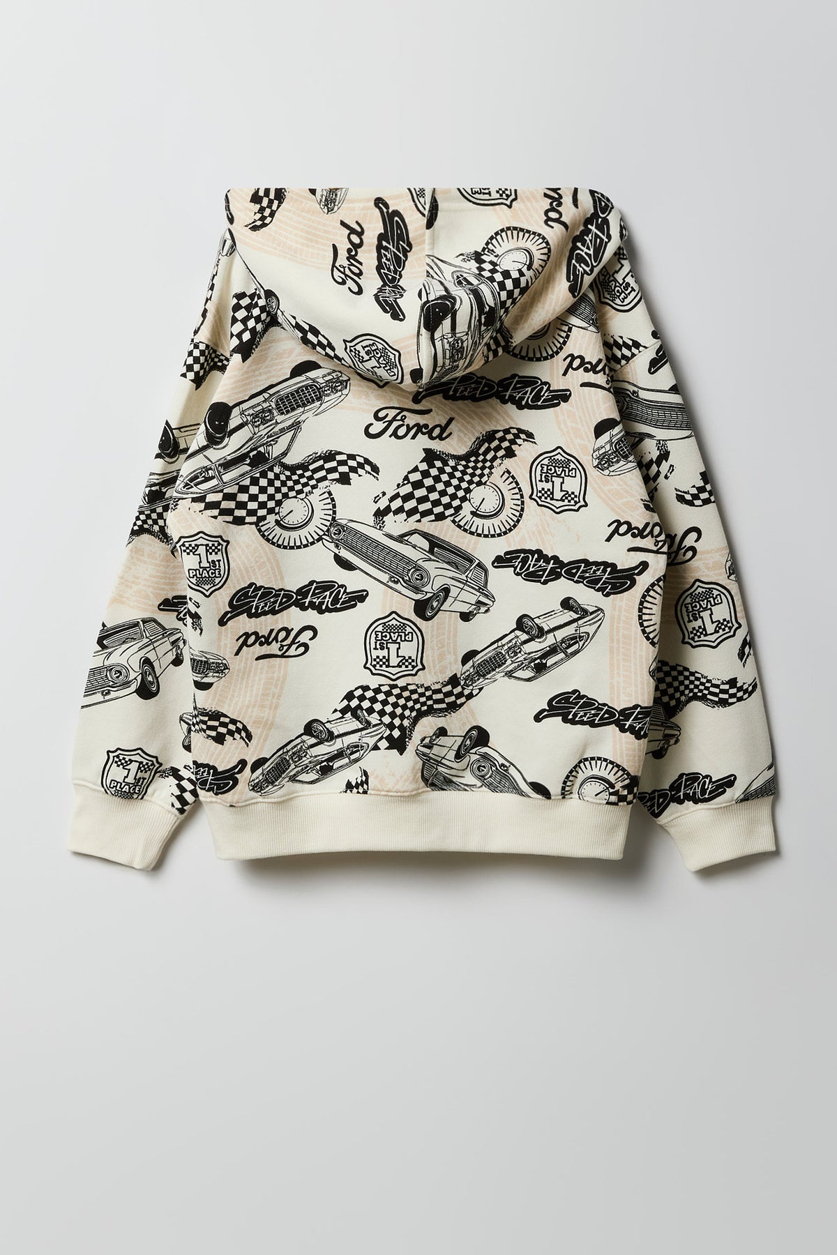 Alt View 2. Kids Ford Print Fleece Hoodie - Off White