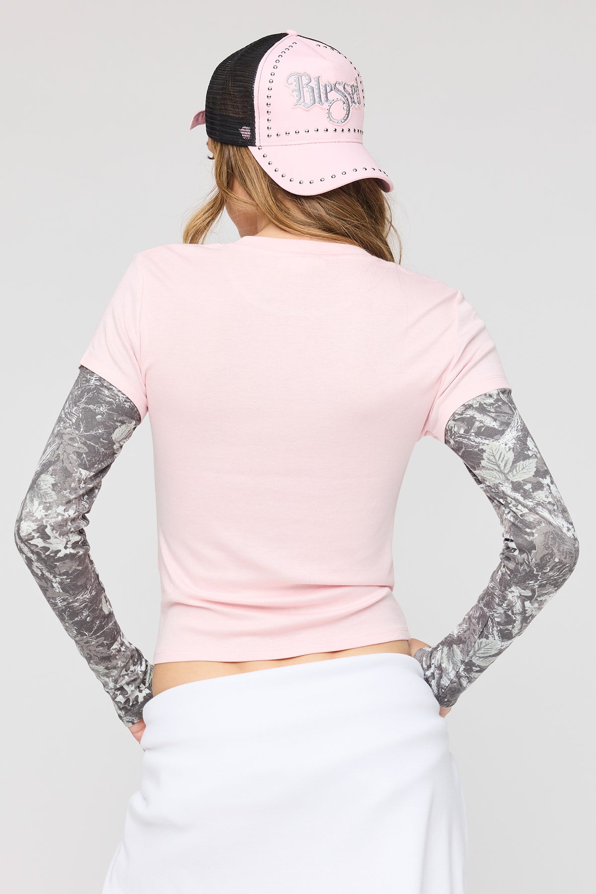Alt View 2. Twofer Long Sleeve Classic Top - Light Pink