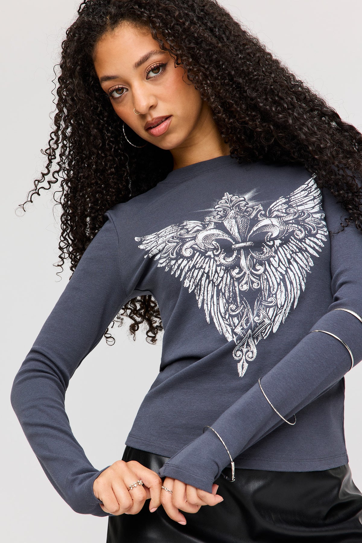 T-shirt à imprimé Gothic avec pierres du Rhin