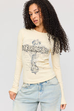 Gothic Rhinestone Graphic Top