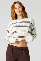 Chandail en tricot côtelé rayé