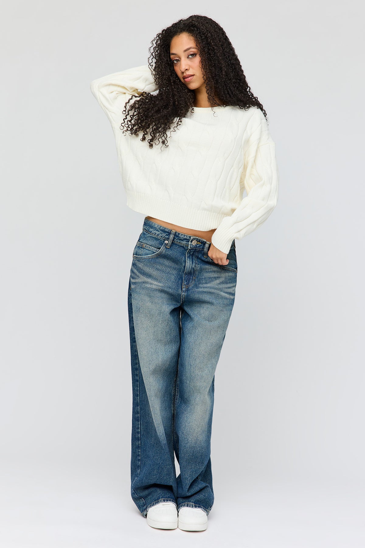 Alt View 3. Cable Knit Sweater - Ivory