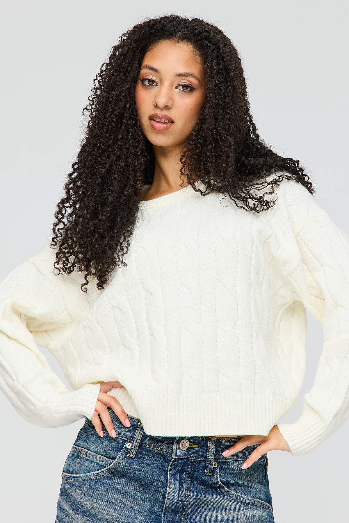 Cable Knit Sweater - Ivory