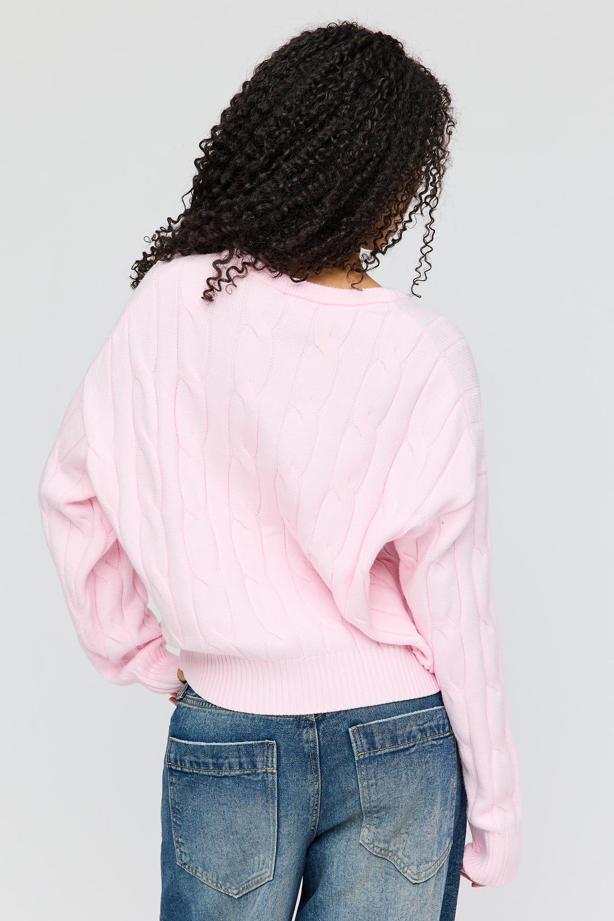 Alt View 2. Cable Knit Sweater - Pink