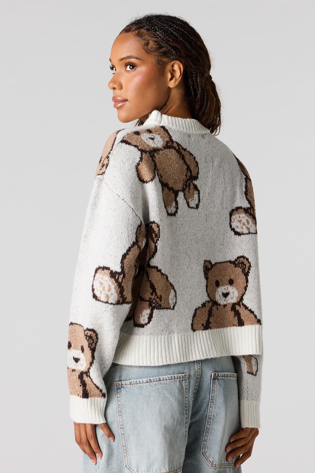 Vue alternative 2. Chandail court en tricot de jacquard à imprimé Ourson