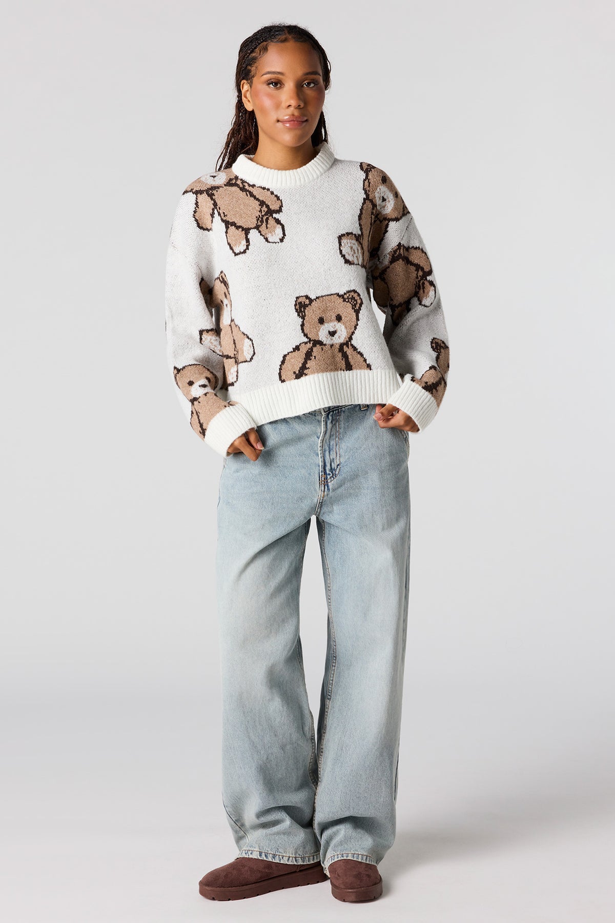 Vue alternative 3. Chandail court en tricot de jacquard à imprimé Ourson
