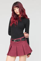 Belted Pleated Mini Skort