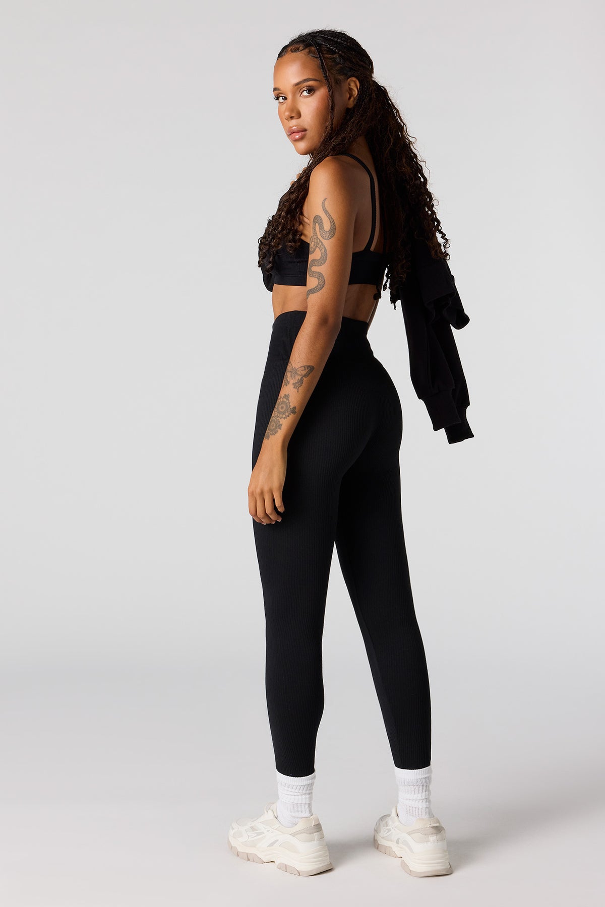 Vue alternative 3. Legging côtelé sans couture à taille haute