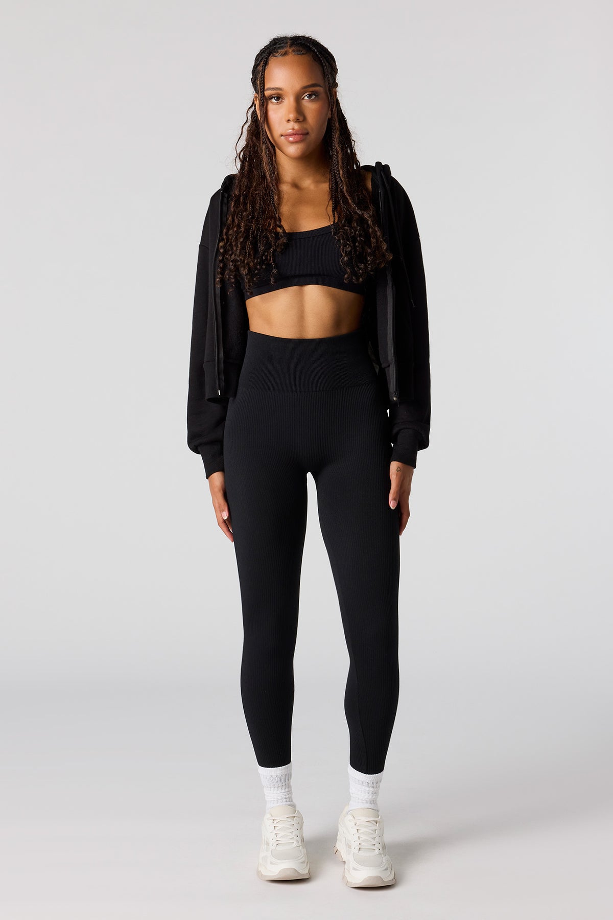 Legging côtelé sans couture à taille haute