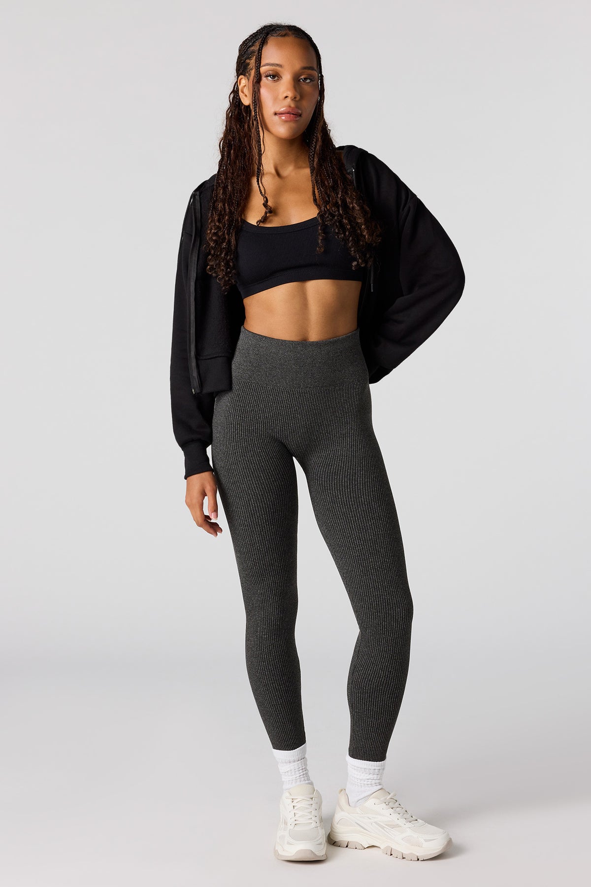 Legging côtelé sans couture à taille haute