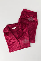 Juicy Couture Rhinestone Velour Buttoned Long Sleeve Top & Pant Pajama Set