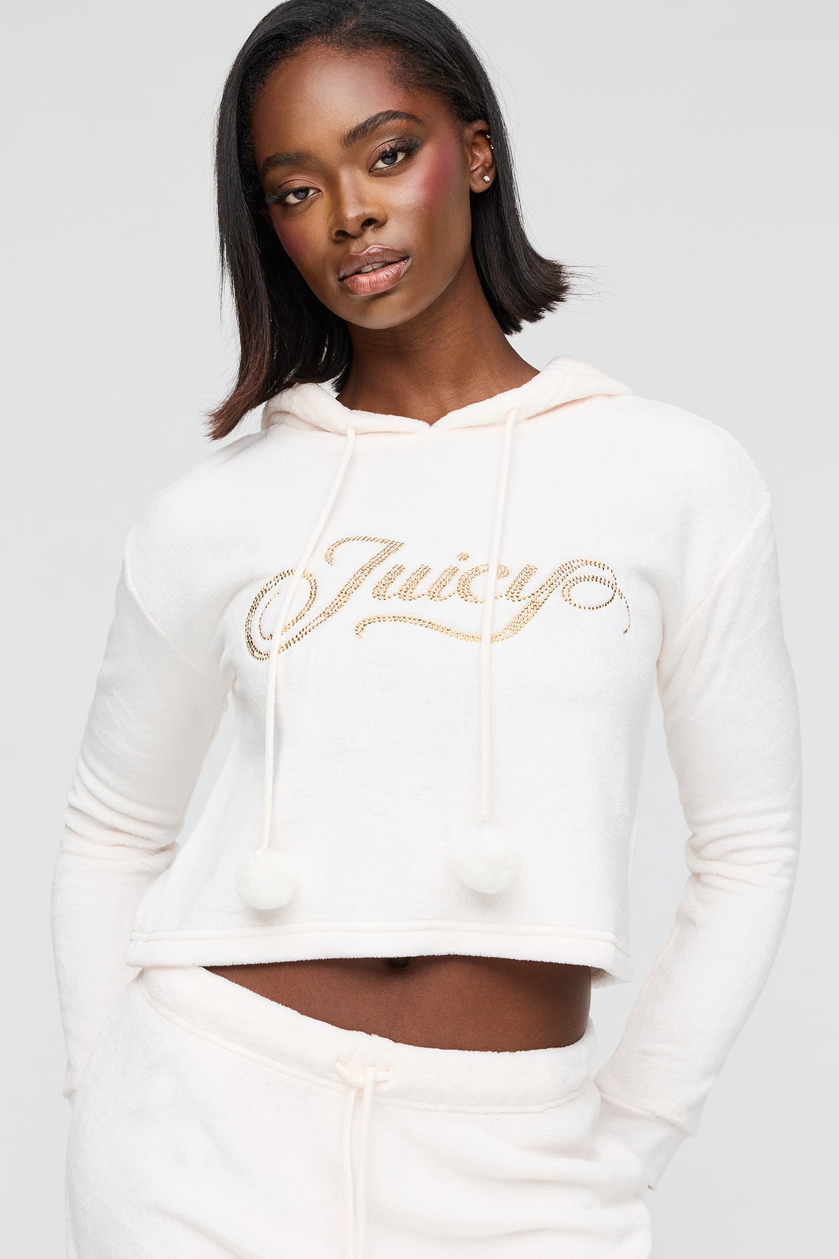Alt View 2. Juicy Couture Plush Hoodie & Pant Pajama Set - White