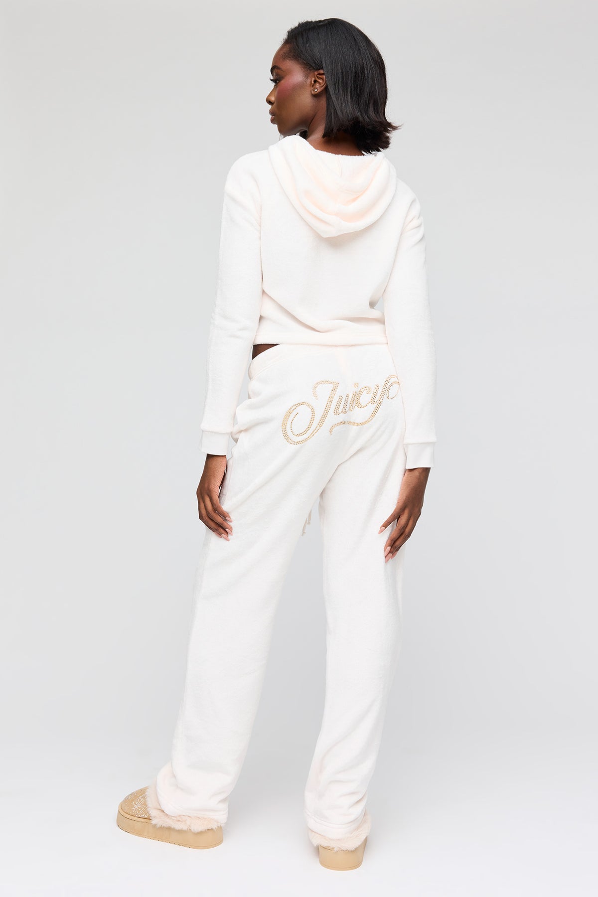 Alt View 4. Juicy Couture Plush Hoodie & Pant Pajama Set - White