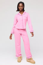 Ensemble pyjama avec haut boutonné à imprimé Juicy Couture avec pierres du Rhin et pantalon