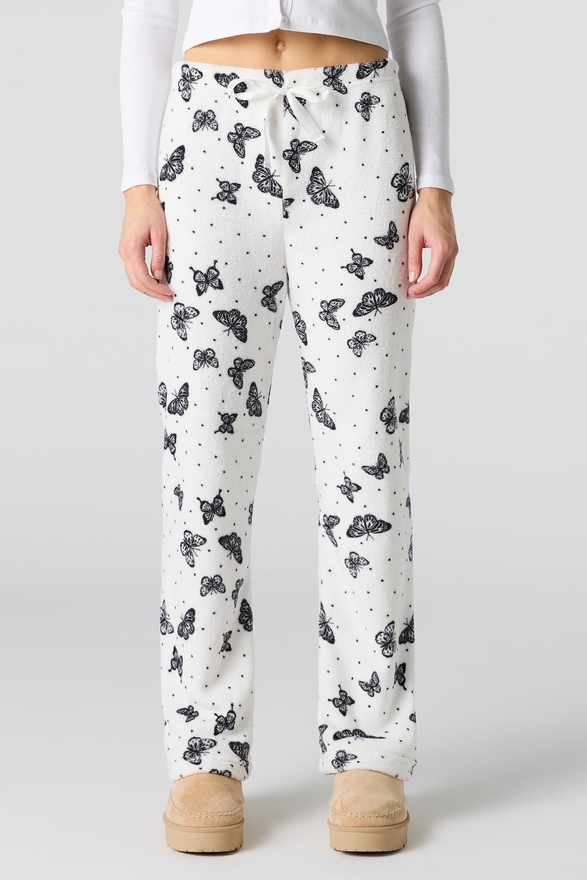 Alt View 2. Printed Plush Pajama Pant - White