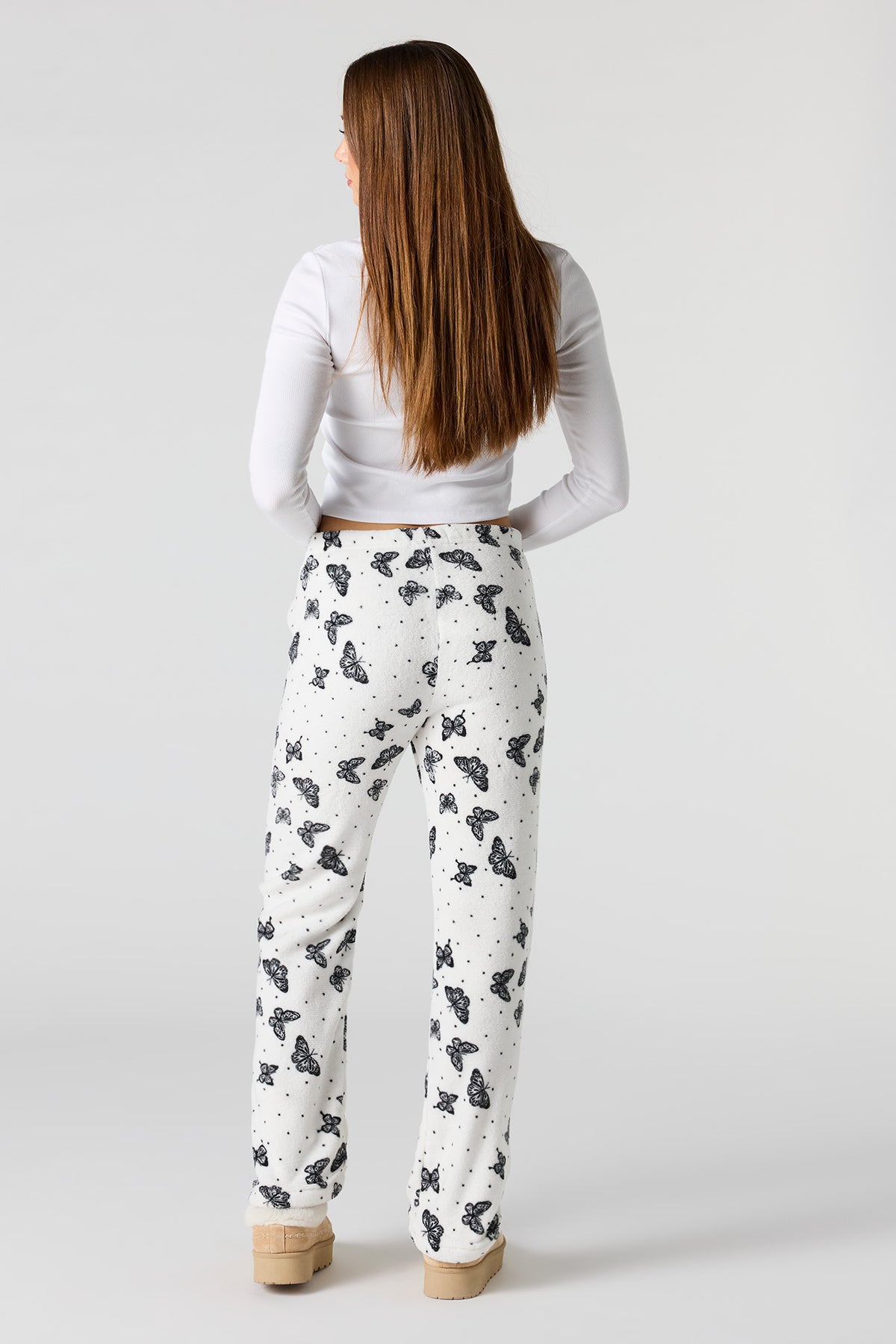 Alt View 3. Printed Plush Pajama Pant - White