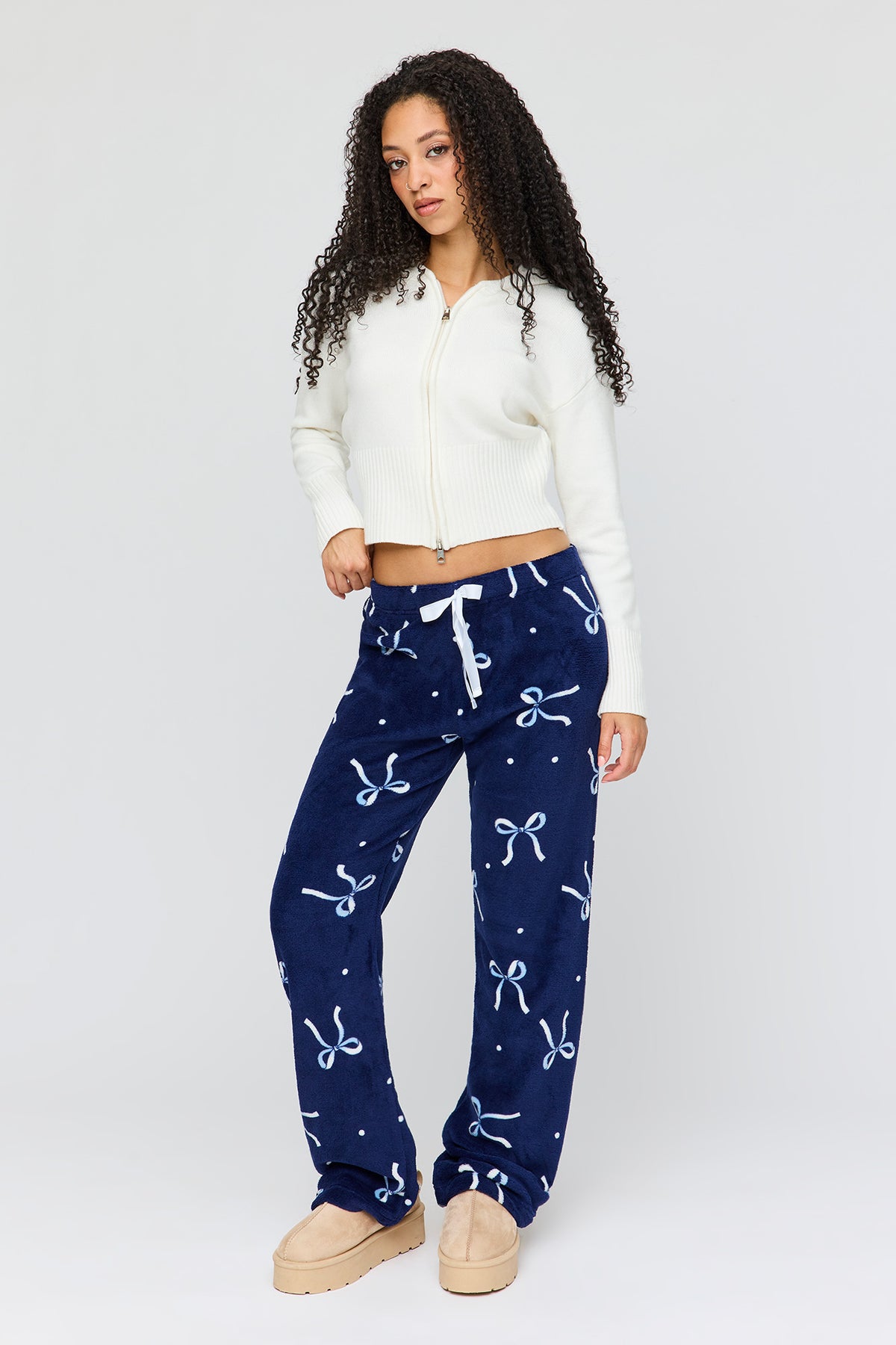 Pantalon de pyjama en peluche à imprimé Hiver