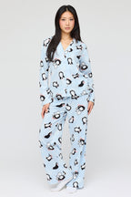 Ensemble pyjama avec haut boutonné en peluche et pantalon