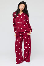 Ensemble pyjama avec haut boutonné en peluche et pantalon